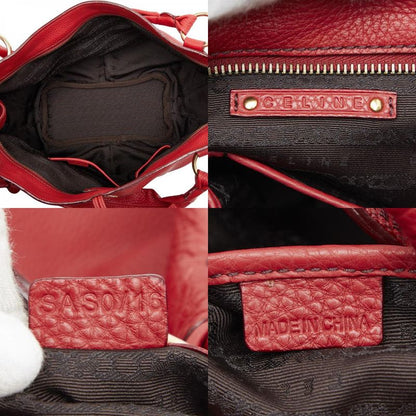 Celine One Shoulder Bag Red Leather Women's Celine