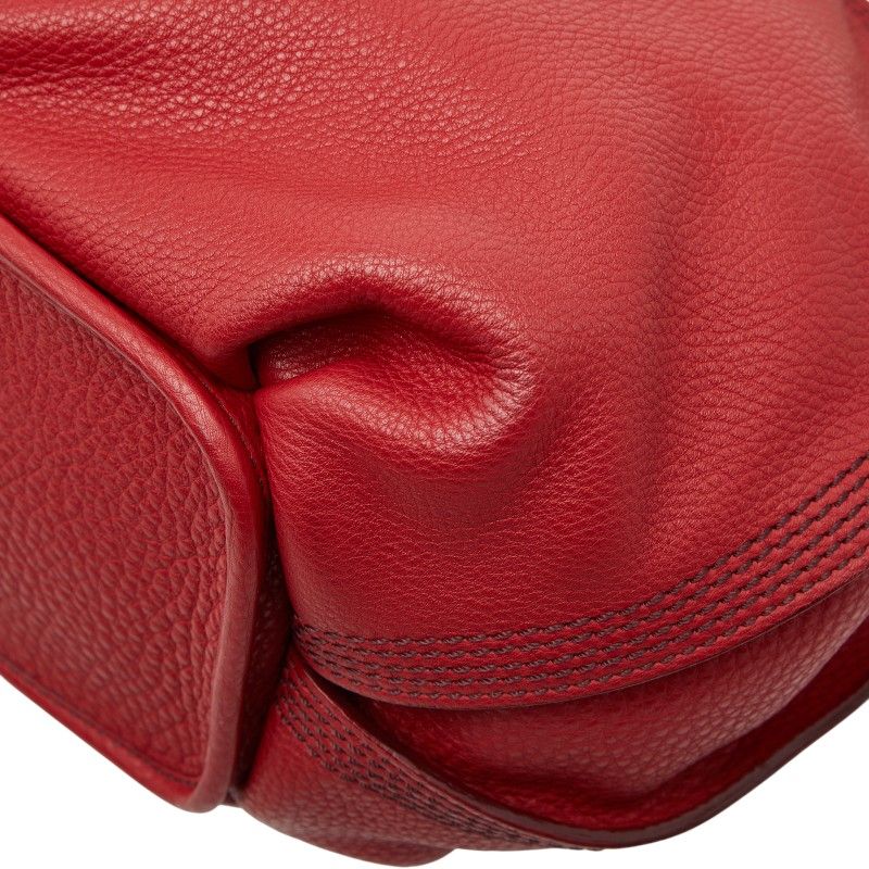 Celine One Shoulder Bag Red Leather Women's Celine