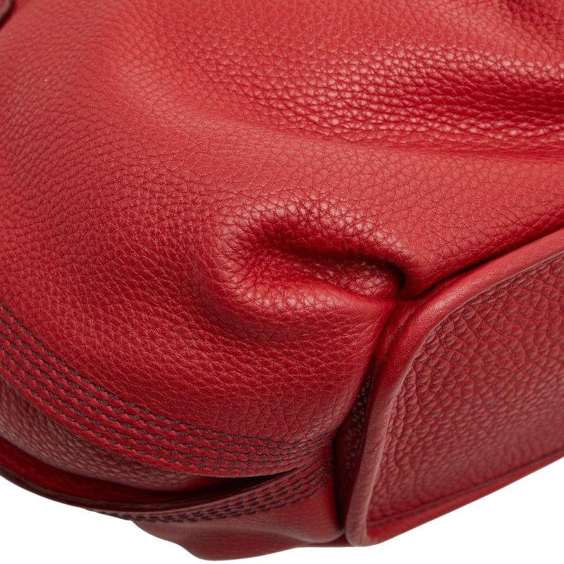 Celine One Shoulder Bag Red Leather Women's Celine