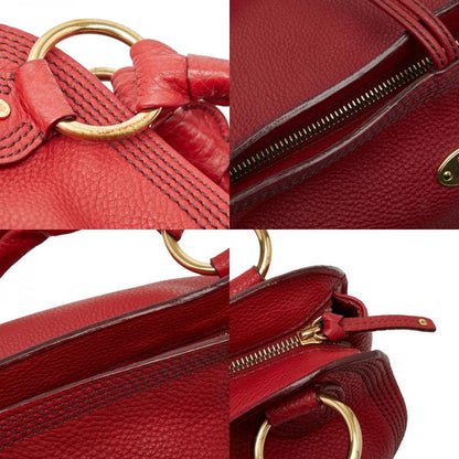 Celine One Shoulder Bag Red Leather Women's Celine