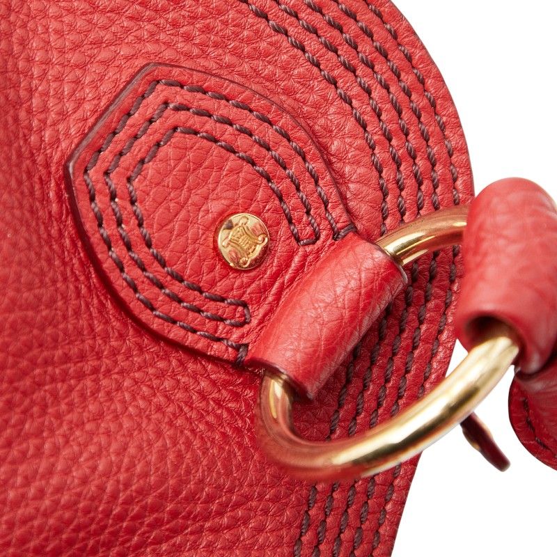 Celine One Shoulder Bag Red Leather Women's Celine