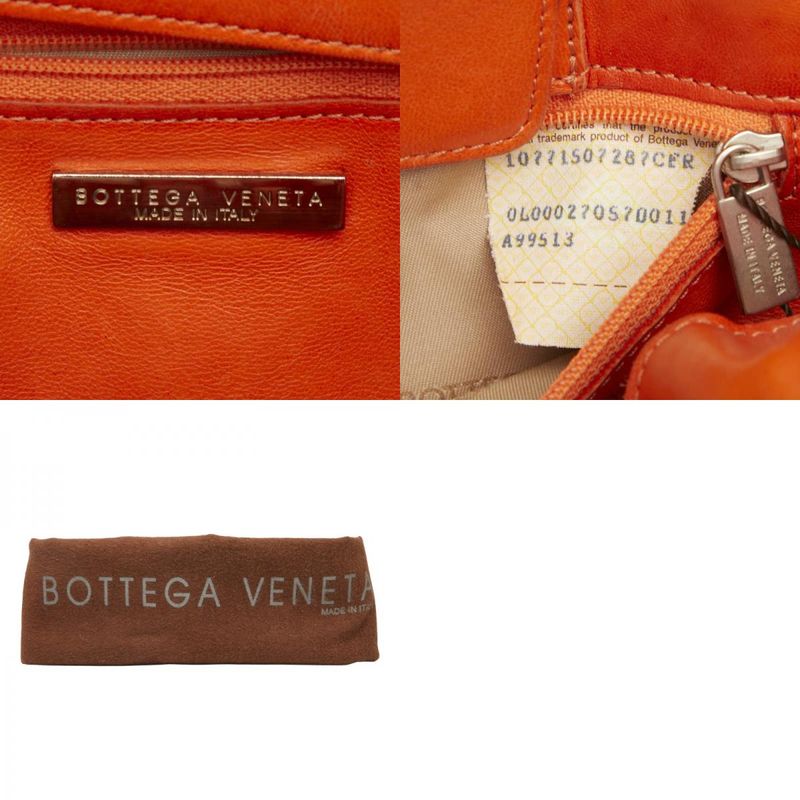 Bottega Veneta Intrecciato Orange White Leather Women's Bottega Veneta