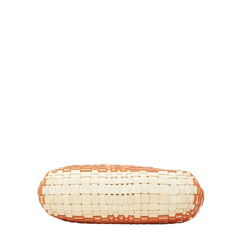 Bottega Veneta Intrecciato Orange White Leather Women's Bottega Veneta
