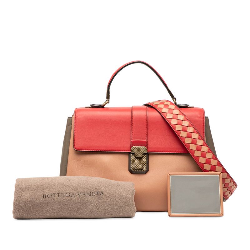 Bottega Veneta Piazza Shoulder Bag Handbag 2way Red Beige Pink Leather Ladies