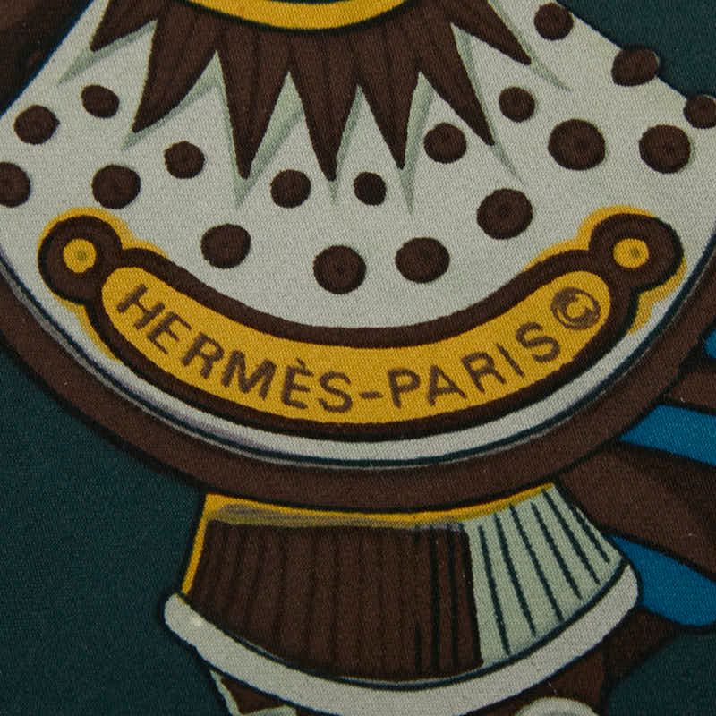 Hermes Carre 90 Etendards Et Bonnieres Flag Green Multicolor Silk Ladies Hermes