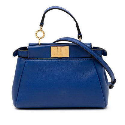 Fendi Micro Peekaboo Handbag Shoulder Bag 2way 8m0355 Blue Leather Women's Fendi