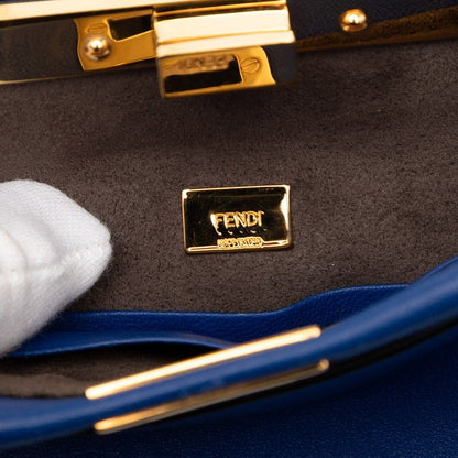 Fendi Micro Peekaboo Handbag Shoulder Bag 2way 8m0355 Blue Leather Women's Fendi