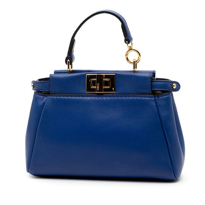 Fendi Micro Peekaboo Handbag Shoulder Bag 2way 8m0355 Blue Leather Women's Fendi