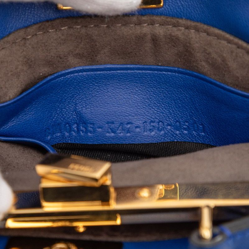 Fendi Micro Peekaboo Handbag Shoulder Bag 2way 8m0355 Blue Leather Women's Fendi