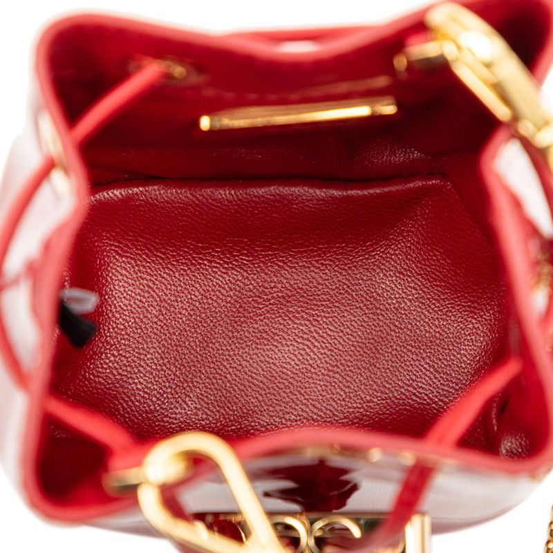 Prada Triangle Logo Plate Mini Chain Shoulder Bag Pouch 1nr016 Red Patent