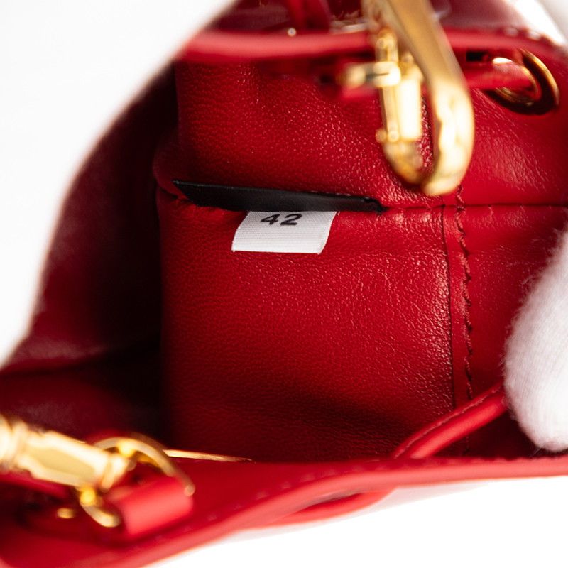 Prada Triangle Logo Plate Mini Chain Shoulder Bag Pouch 1nr016 Red Patent