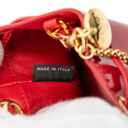 Prada Triangle Logo Plate Mini Chain Shoulder Bag Pouch 1nr016 Red Patent