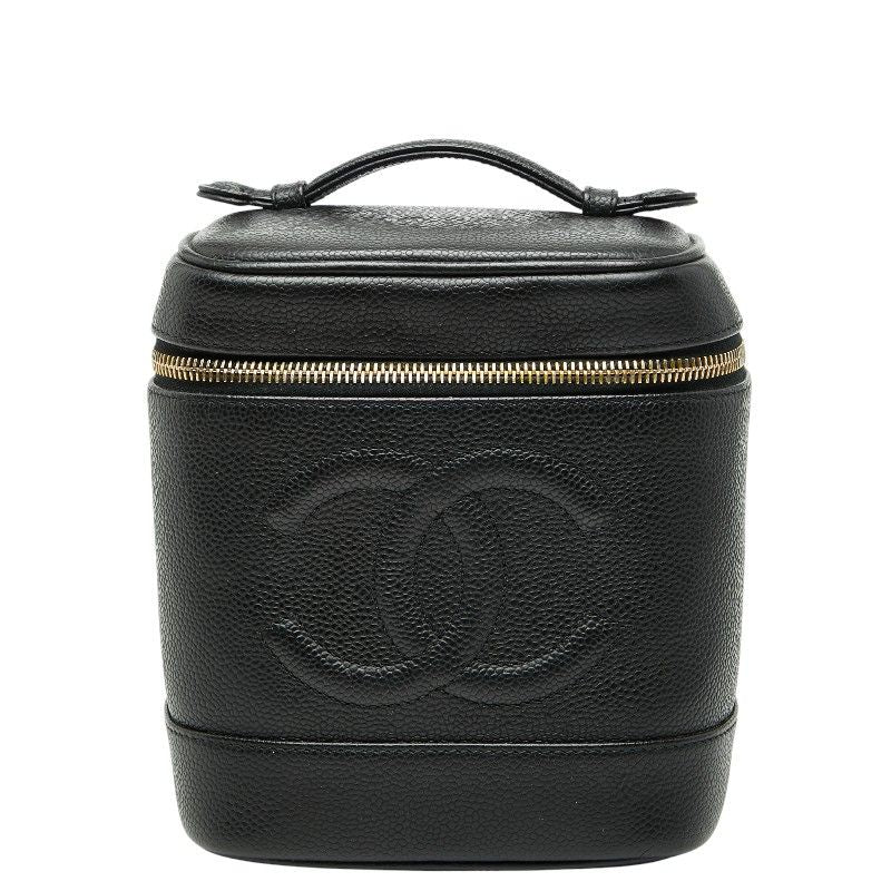 Chanel Cocomark Vanity Bag Handbag Black Caviar Skin Women's Chanel