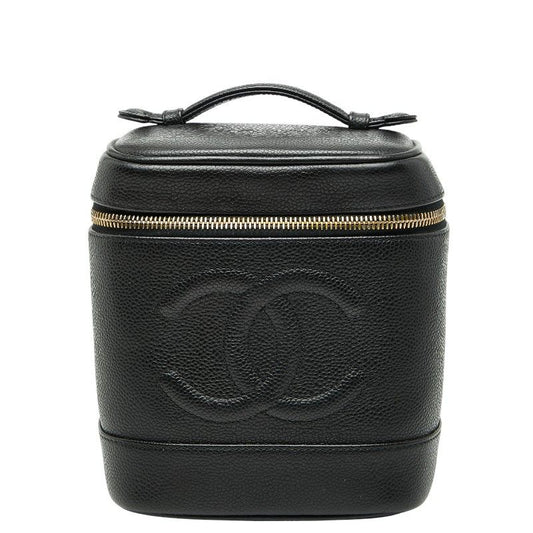Chanel Cocomark Vanity Bag Handbag Black Caviar Skin Women's Chanel