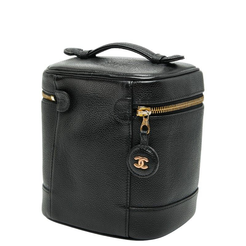 Chanel Cocomark Vanity Bag Handbag Black Caviar Skin Women's Chanel