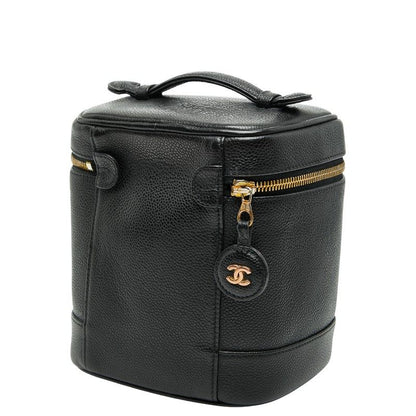 Chanel Cocomark Vanity Bag Handbag Black Caviar Skin Women's Chanel