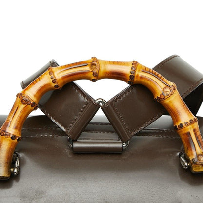 Gucci Bamboo Backpack 003 1998 0016 Brown Nylon Patent Leather Women's Gucci