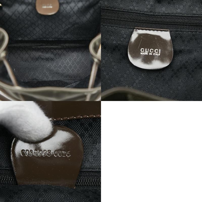 Gucci Bamboo Backpack 003 1998 0016 Brown Nylon Patent Leather Women's Gucci