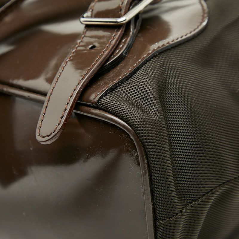 Gucci Bamboo Backpack 003 1998 0016 Brown Nylon Patent Leather Women's Gucci