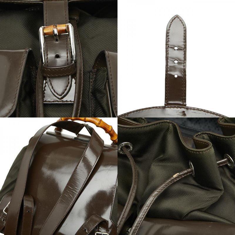 Gucci Bamboo Backpack 003 1998 0016 Brown Nylon Patent Leather Women's Gucci