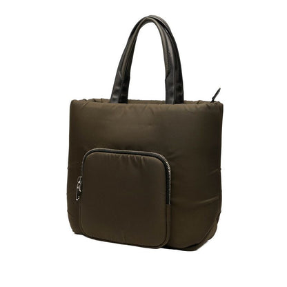 Prada Triangle Logo Plate Tote Bag Shoulder Bag 2way Khaki Green Nylon Leather