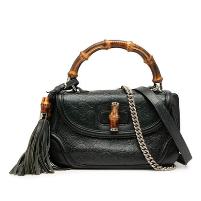 Gucci Bamboo Handbag Shoulder Bag 2way 240242 Green Leather Women's Gucci