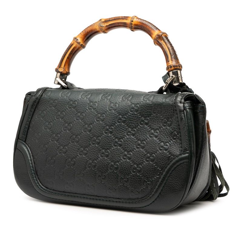 Gucci Bamboo Handbag Shoulder Bag 2way 240242 Green Leather Women's Gucci