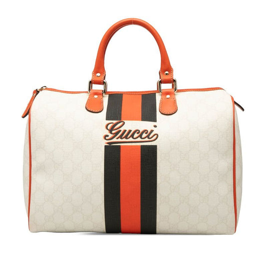 Gucci GG Supreme Joyline Handbag Mini Boston 189895 Orange White Black PVC