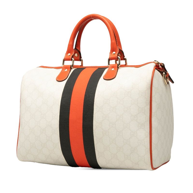 Gucci GG Supreme Joyline Handbag Mini Boston 189895 Orange White Black PVC