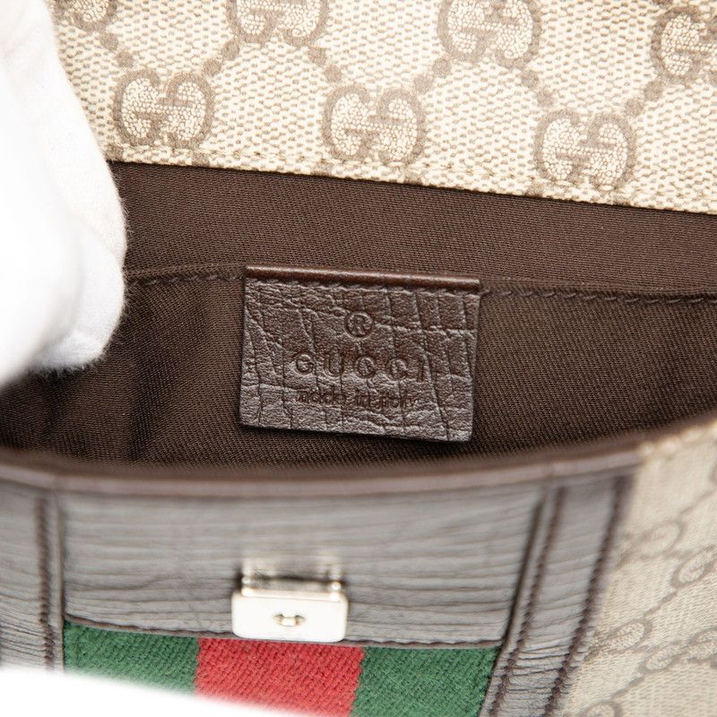 Gucci GG Supreme Sherry Line Waist Bag Body Bag 152597 Beige Brown PVC Leather