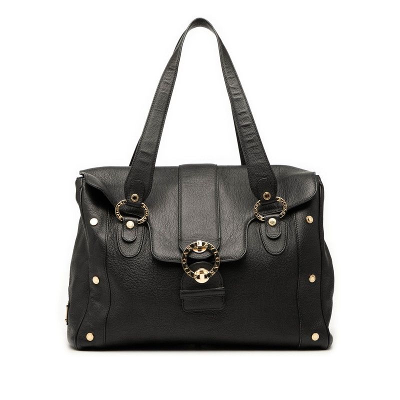 Bvlgari Tote Bag Shoulder Bag Black Leather Women's Bvlgari