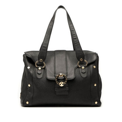 Bvlgari Tote Bag Shoulder Bag Black Leather Women's Bvlgari