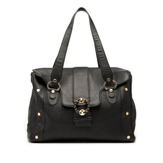 Bvlgari Tote Bag Shoulder Bag Black Leather Women's Bvlgari