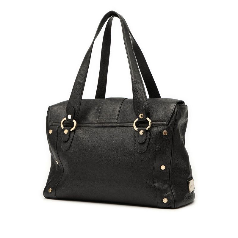 Bvlgari Tote Bag Shoulder Bag Black Leather Women's Bvlgari