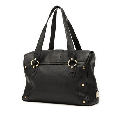 Bvlgari Tote Bag Shoulder Bag Black Leather Women's Bvlgari