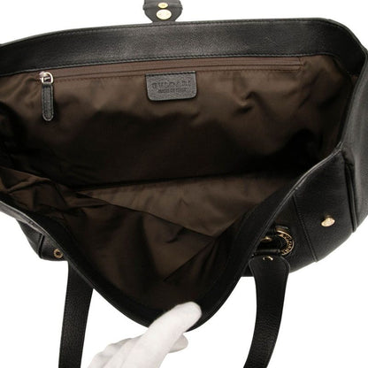 Bvlgari Tote Bag Shoulder Bag Black Leather Women's Bvlgari