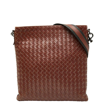 Bottega Veneta Intrecciato Crossbody Shoulder Bag Brown Leather Women's Bottega