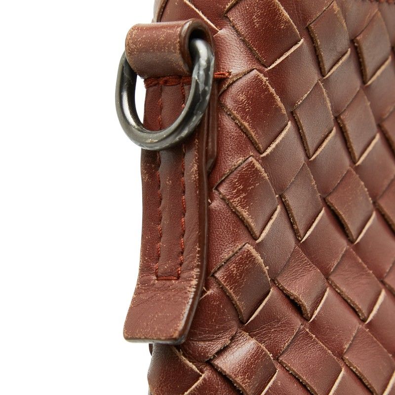 Bottega Veneta Intrecciato Crossbody Shoulder Bag Brown Leather Women's Bottega
