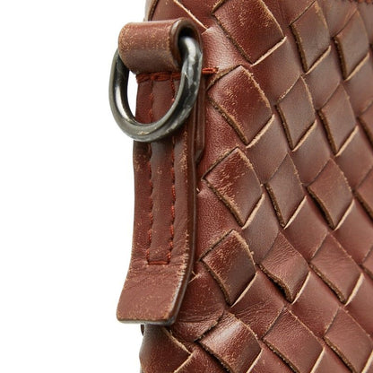 Bottega Veneta Intrecciato Crossbody Shoulder Bag Brown Leather Women's Bottega