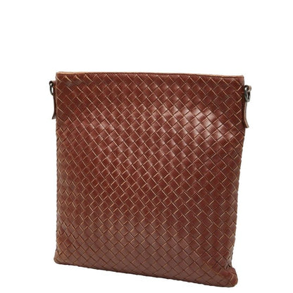 Bottega Veneta Intrecciato Crossbody Shoulder Bag Brown Leather Women's Bottega