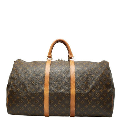 Louis Vuitton Monogram Keepall 55 Boston Bag Travel Bag M41424 Brown PVC