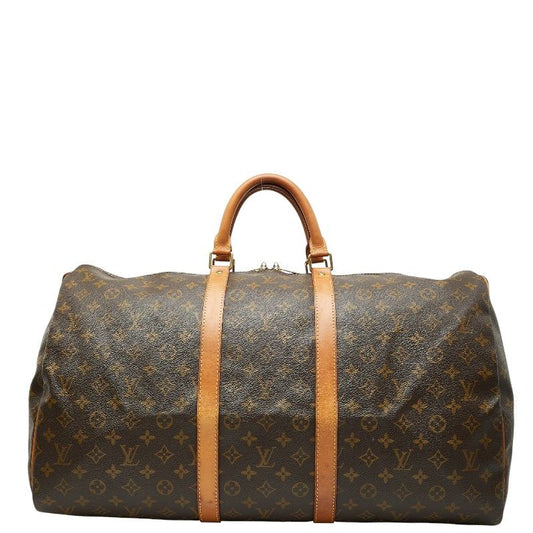 Louis Vuitton Monogram Keepall 55 Boston Bag Travel Bag M41424 Brown PVC