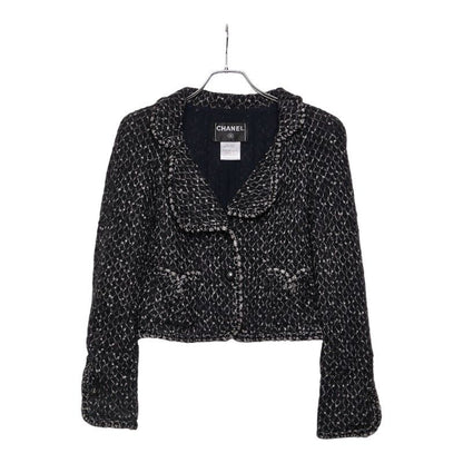 Chanel Setup Jacket Skirt Size 36 Black Nylon Silk Mohair Women's Chanel