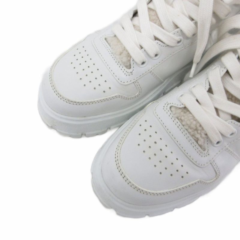 Prada Boots Leather Sneakers Shoes Shoes High Cut Boa Mouton Triangle Logo