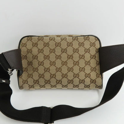 Gucci GG Canvas Waist Bag 449174 Body Bag Beige Brown Silver Hardware