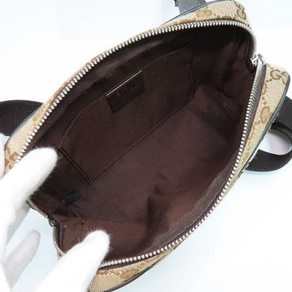 Gucci GG Canvas Waist Bag 449174 Body Bag Beige Brown Silver Hardware