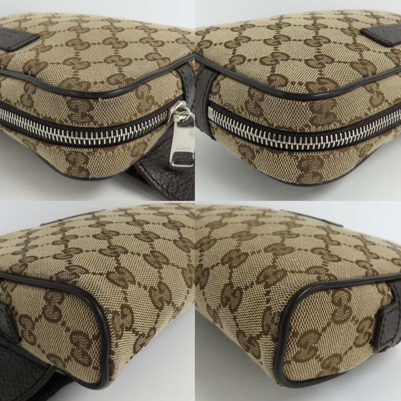Gucci GG Canvas Waist Bag 449174 Body Bag Beige Brown Silver Hardware