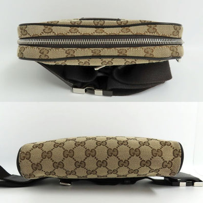 Gucci GG Canvas Waist Bag 449174 Body Bag Beige Brown Silver Hardware