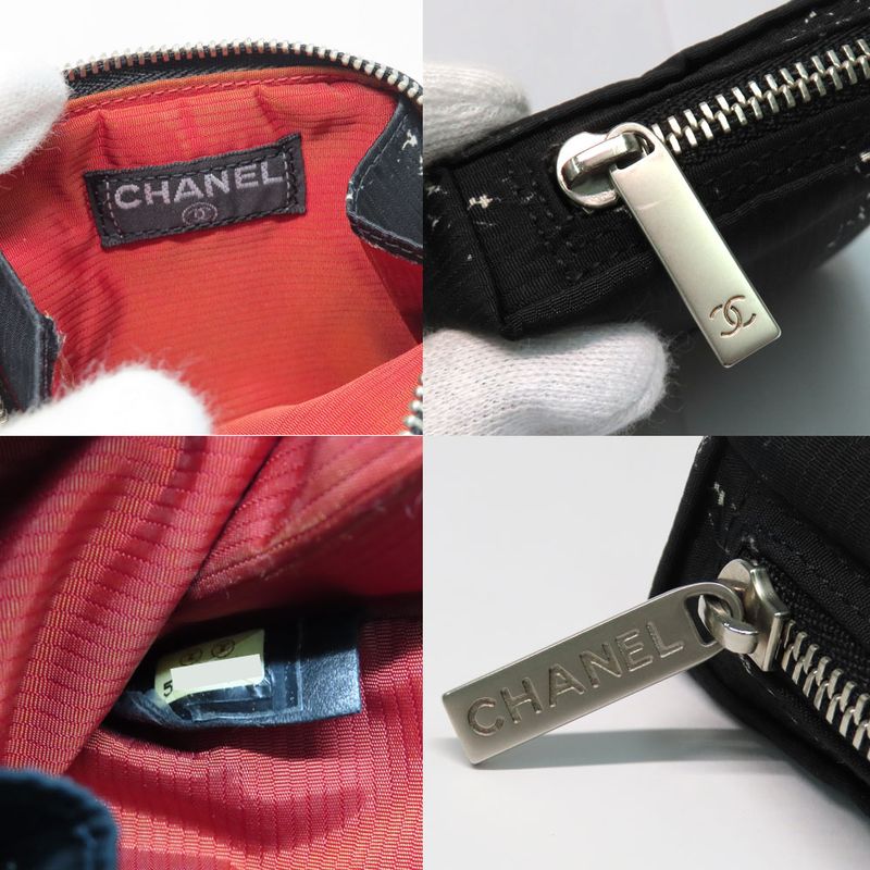 Chanel Coin Case Old Travel Line Black Silver-hardware No 5 Nylon Coin
