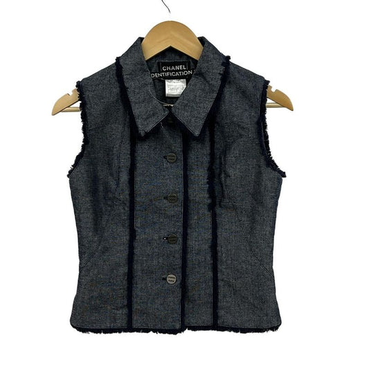 Chanel Vest Size 38 M Women - P14964 Blue-grey And Navy Fringe Identification